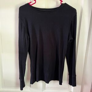 Natural Reflections Black Ribbed Knit Top   Waffle/long underwear men’s medium